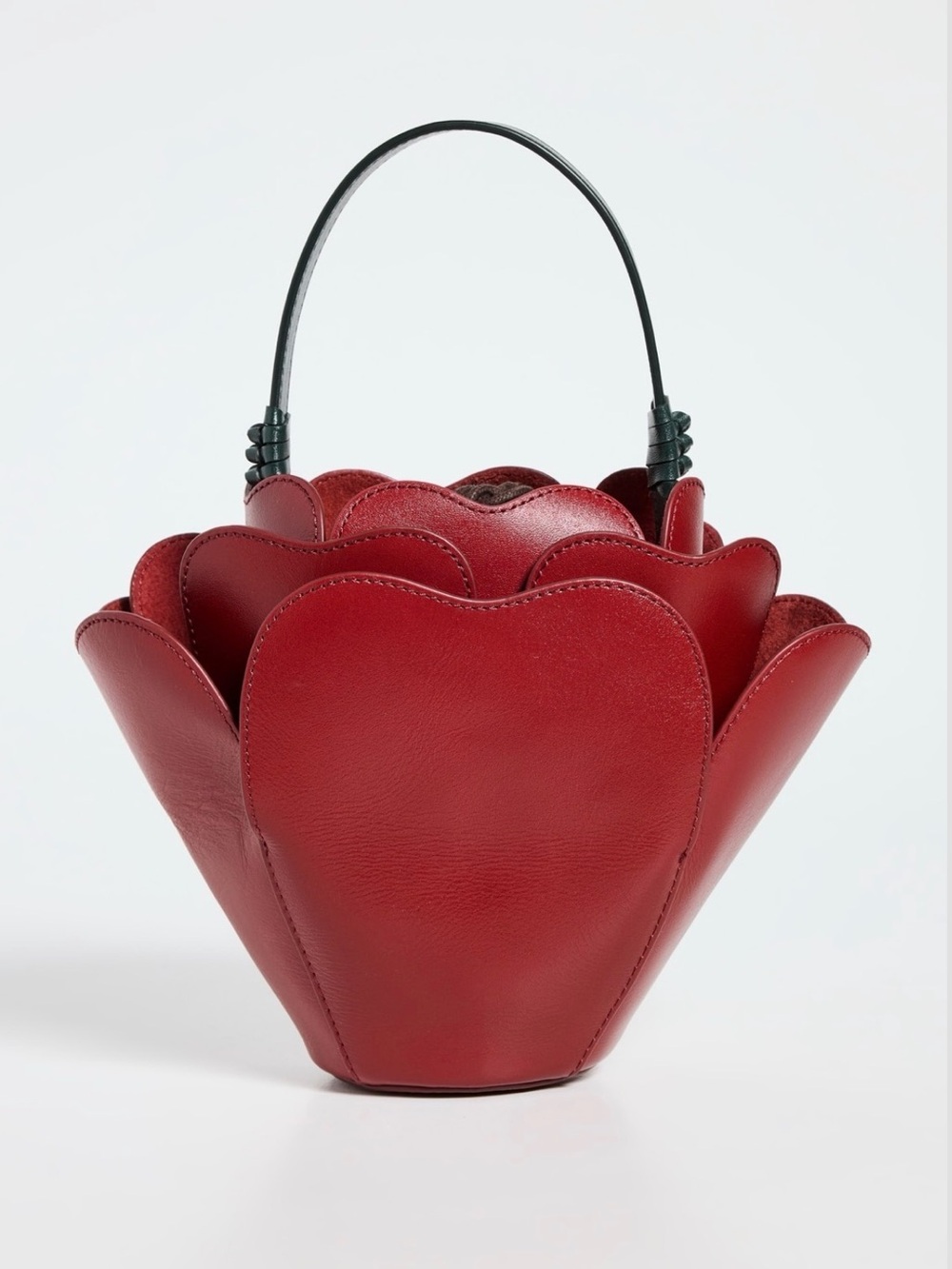 Staud Juliet Red Floral Petal Leather Handbag